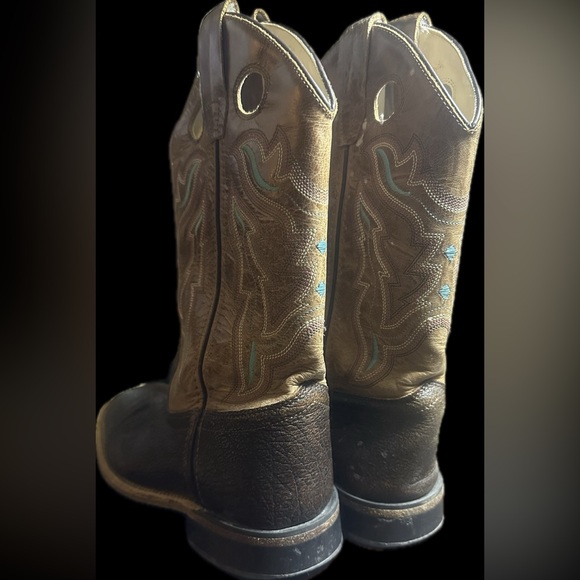 Good Used Old West Boys Cowboy Boots Sz4 big boys - Picture 3 of 10